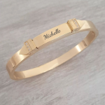 Michelle Personalized Cz Stainless Steel Bangle Clip Open 58MM Diameter Ready In 3 Days