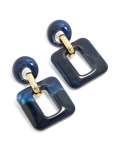 Goldair Gold Dark Blue Acrylic Rectangle Drop Earrings