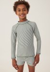 Cotton On Flynn Long Sleeve Raglan Rash Vest - Swag Green stripe