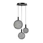 Glowtide Trio Metal LED Pendant In Gold Chrome Black - Black