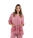 Basket Weave Hooded Linen Jacket - Coral L xl