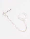 Silver Chain Link Cuff & Diamante Chain Drop Earrings