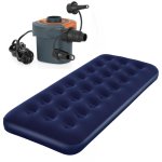 Bestway - Flocked Single Airbed - Blue With Sidewinder Ac Air Pump