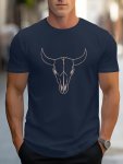 Cow Head Print Tee Shirt Tees For Men Casual Short Sleeve T-Shirt For Summer