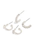 Silver Star Diamante Hoop Earrings 2-PACK