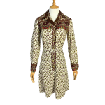 70S Vintage Floral And Paisley Print Shirt Dress - S