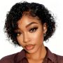 Short Curly Human Hair Frontal Wig Pixie Cut Lace Wig 13X1 No Glue