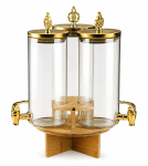 Golden Crown Juice Rotating Glass Dispenser Jar With Rack Drink Dispenser