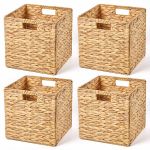 Foldable Handwoven Natural Hyacinth Storage 30X30X30CM BASKET-4 Piece
