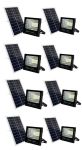 El- 200W Solar Flood Light With Remote & Panel - IP67 Outdoor - 8 Pack