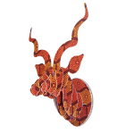 Brown Shweshwe MINI Kudu Head