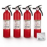 Kidde FA110 Multipurpose Fire Extinguishers 4 Pack - Red Rating 1-A:10-B:C Includes Whole Home Cleaning Cloth