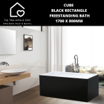 Cube Black Rectangle Freestanding Bath - 1700 X 800MM
