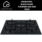 Whirlpool Black Glass 5 Burner Gas Hob - 70CM
