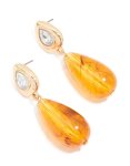Goldair Gold Orange Beaded & Diamante Drop Earrings