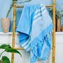 Multi Stripe Backed Fouta - Turquoise