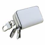 Berfi Life Car Key Case Genuine Leather Car Keychain Holder Metal Hook And Keyring Zipper 2 Sides Pocket Car Key Fob Holder For