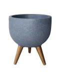 Rustic Round Japi Planter Cache Pot With Stand JVRD33 - One Size 330MM Width X 550MM Height Charcoal