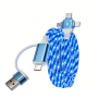 6-IN-1 LED Usb-c Fast Charging Cable Usb-a To Type-c Star Light Blue Cable