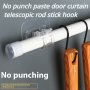 Easy-install No-drill Telescopic Curtain Rod With Adhesive Hooks - Contemporary Style For Bathroom Bedroom Living Room