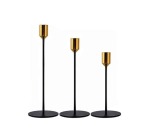3PC Candle Stand Black gold
