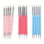 5PCS Dual Head Nail Art Dotting Tools Nail Silicone Brush Dual Head Uv Gel Dotting Drawing Painting Pen Clay Sculpting Drawing T