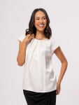 Elegant White Pleated Detail Top - XL Natural