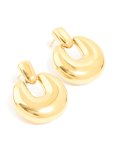Waterproof Gold Plated Stainless Steel Round Doorknocker Earrings