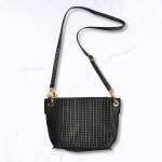 Genuine Leather Braided Woven Bag - Black Free