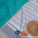 Summer Striped Towelling Fouta Grey And Ash Grey
