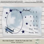Milestone Blanket Dream Big Plane And Stars