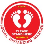 Tork Craft Covid 19 - 400MM Round Social Distancing Graphic - Red Feet Here Please