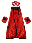 Boys Spider Web Cape With Halloween Mask And Wrist Cuffs Vibrant Hero Character Outfit Set Perfect For Party Enthusiast Party St