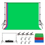 2.9X2M Photo Studio Background Support Stand Backdrop Crossbar Bracket Kit With Red Blue Green Polyester Backdrops