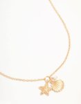 Goldair Gold Clam Shell & Starfish Necklace