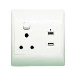 Redisson Single Switch Wall Socket With 2 X USB Slots