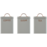 Grey & Rose Gold Tea Coffee & Sugar Canister Set 3 Piece