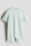 Upf 50 Textured Swimsuit - Turquoise Striped