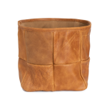 Leather Square Basket - Tan