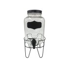 4L Glass Dispenser With Metal Lid & Stand