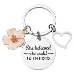 Inspire Yourself With This She Believed She Could So She Did Pink Petal Peach Heart Keychain