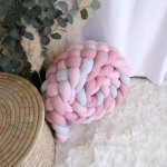 Cot Bumper Braided 5 Strand Light Pink Dusty Pink And Grey
