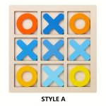 Usatdd Wooden Xo Tic-tac-toe Game - 3-IN-1 Montessori Educational Toy Interactive Family Chess & Building Blocks Set Perfect Chr