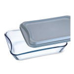 3.5 Litre Rectangular Glass Casserole With Grey Plastic Lid