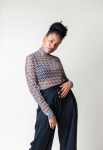Turtle Neck Mesh Top - XXL Mocha Swirl