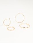 Goldair Gold Plain & Twisted Hoop Earrings 2-PACK