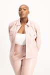 Eliana Faux Leather Shacket - Blush - XL Blush