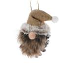 Pinecone Hanging With Gnome 15.5X8X7.5CM Brown And Natural Colours Beige Hat