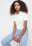 PoP Candy Rib Cropped Golf Shirt - White