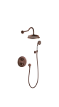 Athena Bronze Thermostatic 2 Outlet Set With Fixed Head & Handshower